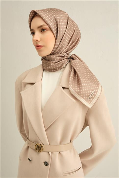 Armine Monogram Desenli Saf İpek Twill Eşarp 9345D 12