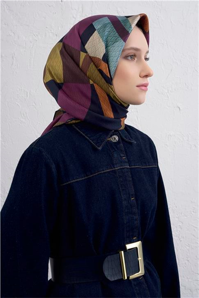 Armine Monogram Desenli Saf İpek Twill Eşarp 9429D 80
