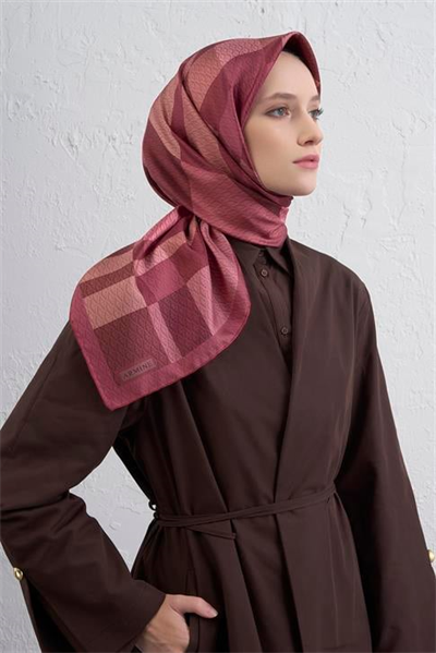 Armine Monogram Desenli Saf İpek Twill Eşarp 9429D 07