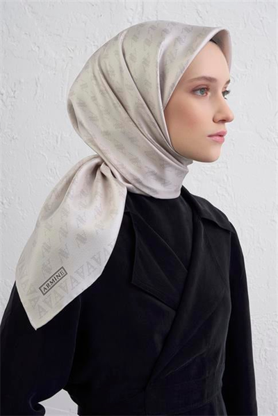 Armine Monogram Desenli Saf İpek Twill Eşarp 9412D 86