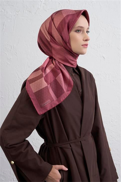 Armine Monogram Desenli Saf İpek Twill Eşarp 9429D 07
