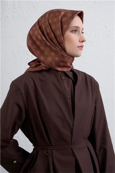 Armine Monogram Desenli Saf İpek Twill Eşarp 9412D 35