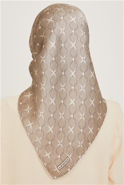 Armine Monogram Desenli Sura Saf İpek Eşarp 9207D 01 06