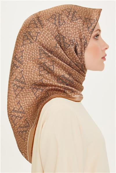 Armine Monogram Desenli Sura Saf İpek Eşarp 9228D 50