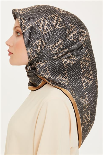 Armine Monogram Desenli Sura Saf İpek Eşarp 9228D 06