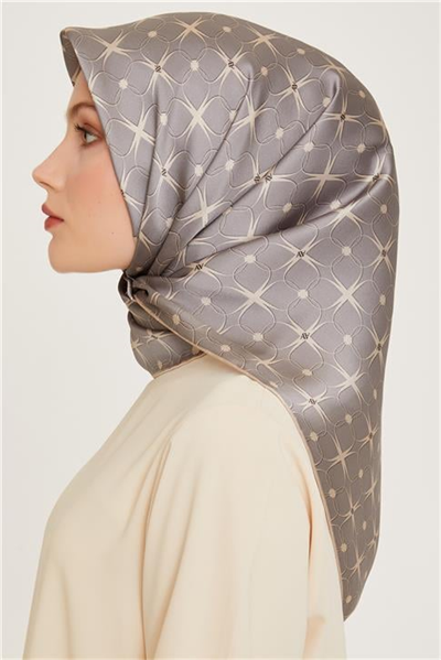 Armine Monogram Desenli Sura Saf İpek Eşarp 9207D 01 50