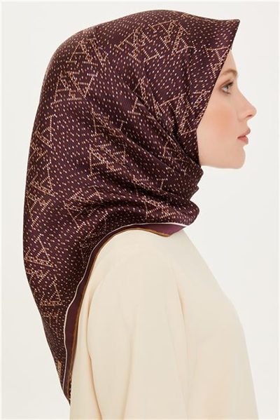 Armine Monogram Desenli Sura Saf İpek Eşarp 9228D 80