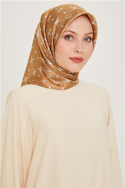 Armine Monogram Desenli Sura Saf İpek Eşarp 9207D 01 05