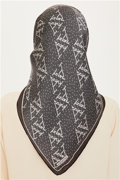 Armine Monogram Desenli Sura Saf İpek Eşarp 9228D 54