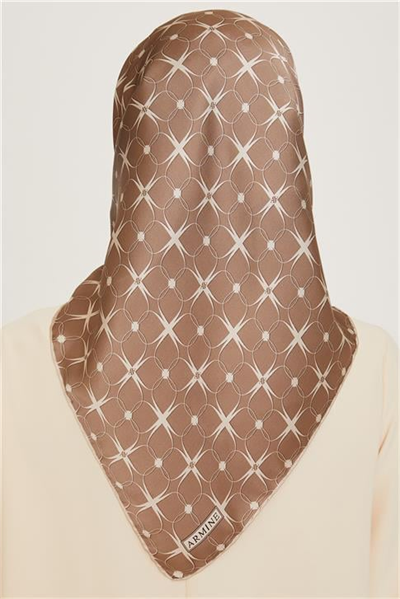 Armine Monogram Desenli Sura Saf İpek Eşarp 9207D 01 31