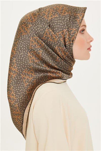 Armine Monogram Desenli Sura Saf İpek Eşarp 9228D 32