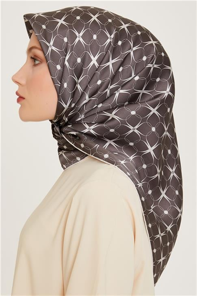 Armine Monogram Desenli Sura Saf İpek Eşarp 9207D 01 85