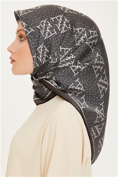 Armine Monogram Desenli Sura Saf İpek Eşarp 9228D 54