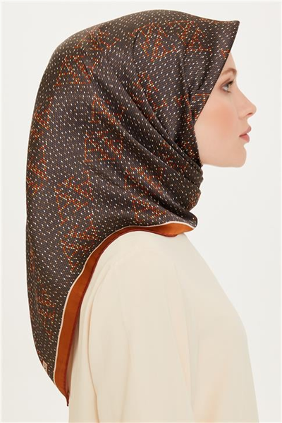 Armine Monogram Desenli Sura Saf İpek Eşarp 9228D 84