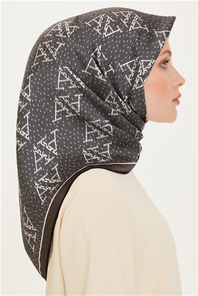 Armine Monogram Desenli Sura Saf İpek Eşarp 9228D 54