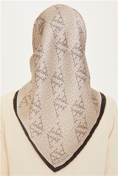 Armine Monogram Desenli Sura Saf İpek Eşarp 9228D 81
