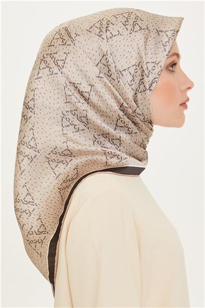 Armine Monogram Desenli Sura Saf İpek Eşarp 9228D 81