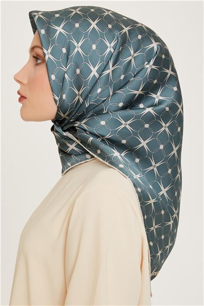 Armine Monogram Desenli Sura Saf İpek Eşarp 9207D 01 83