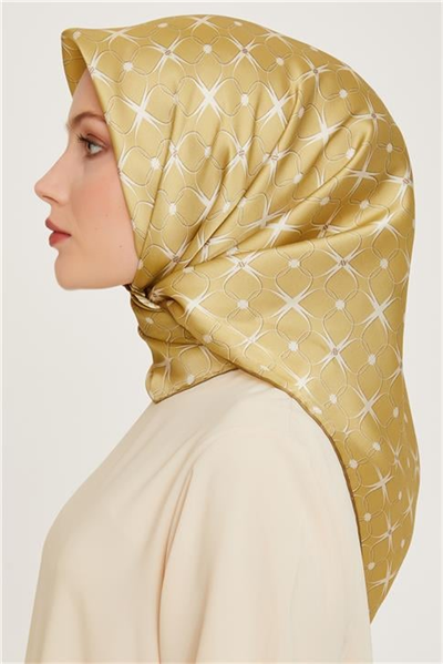 Armine Monogram Desenli Sura Saf İpek Eşarp 9207D 01 35