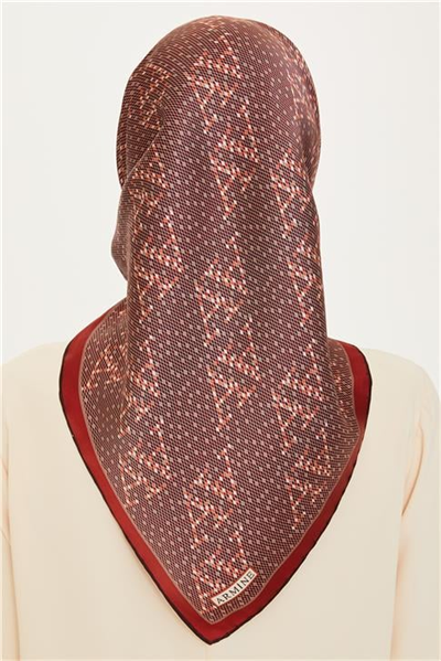 Armine Monogram Desenli Sura Saf İpek Eşarp 9228D 01