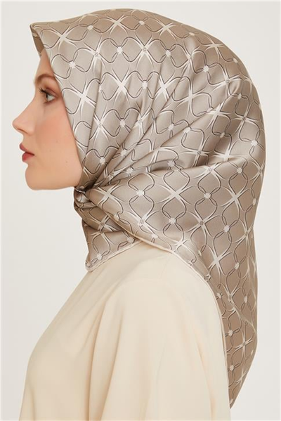 Armine Monogram Desenli Sura Saf İpek Eşarp 9207D 01 06