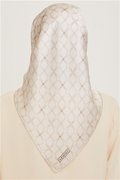 Armine Monogram Desenli Sura Saf İpek Eşarp 9207D 01 84
