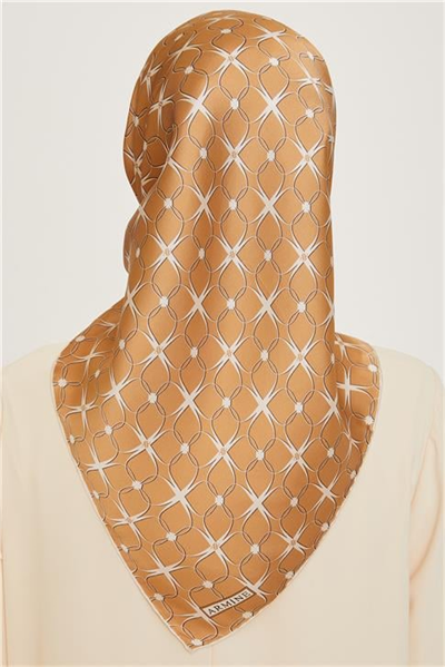 Armine Monogram Desenli Sura Saf İpek Eşarp 9207D 01 05