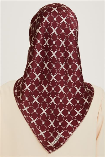 Armine Monogram Desenli Sura Saf İpek Eşarp 9207D 01 81