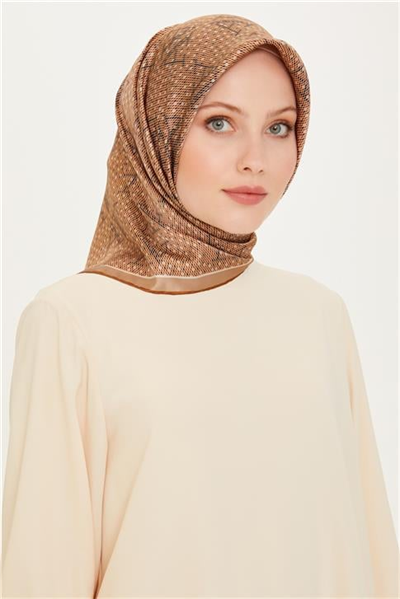 Armine Monogram Desenli Sura Saf İpek Eşarp 9228D 50