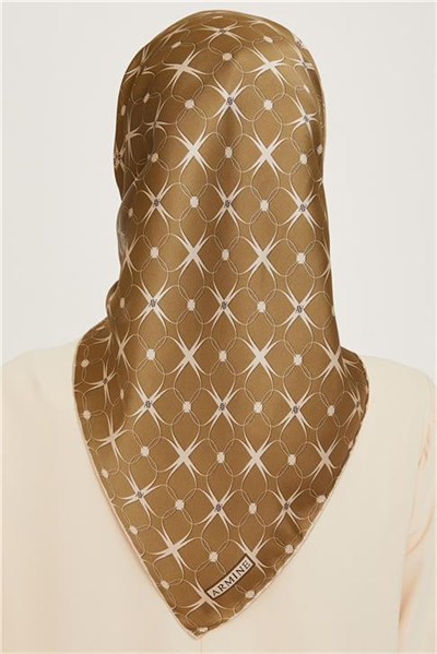 Armine Monogram Desenli Sura Saf İpek Eşarp 9207D 01 51