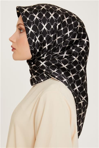 Armine Monogram Desenli Sura Saf İpek Eşarp 9207D 01 04