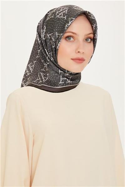 Armine Monogram Desenli Sura Saf İpek Eşarp 9228D 54