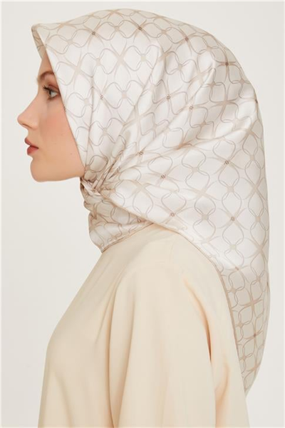 Armine Monogram Desenli Sura Saf İpek Eşarp 9207D 01 84