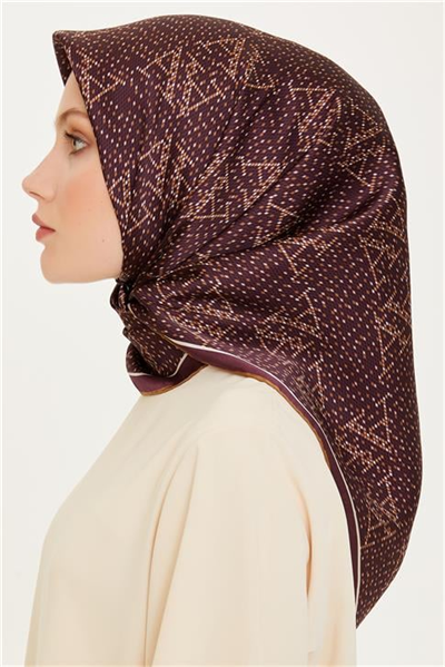 Armine Monogram Desenli Sura Saf İpek Eşarp 9228D 80