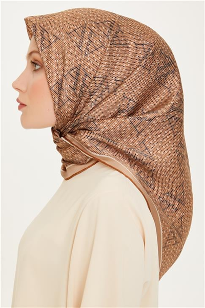 Armine Monogram Desenli Sura Saf İpek Eşarp 9228D 50