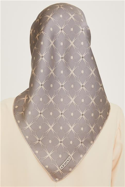 Armine Monogram Desenli Sura Saf İpek Eşarp 9207D 01 50