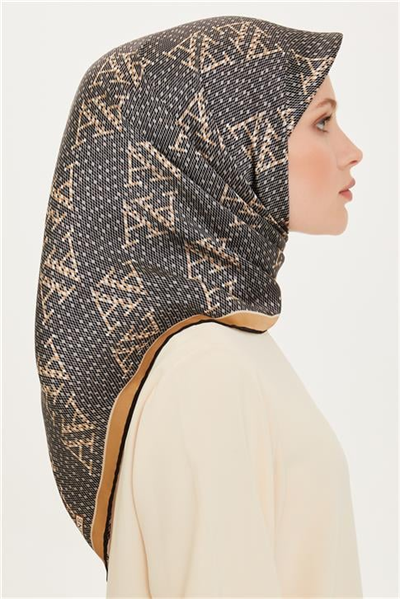 Armine Monogram Desenli Sura Saf İpek Eşarp 9228D 06
