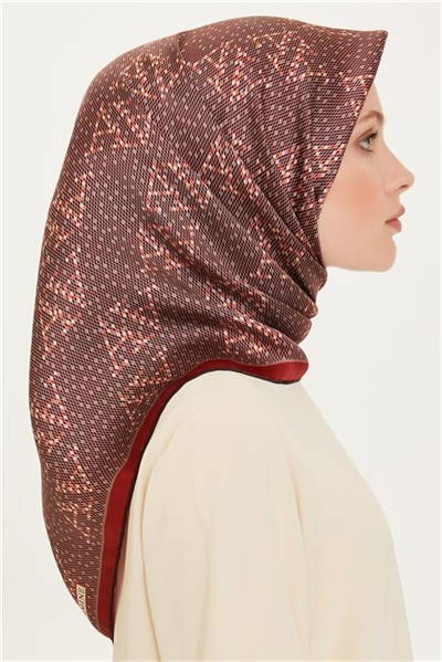 Armine Monogram Desenli Sura Saf İpek Eşarp 9228D 01