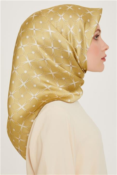 Armine Monogram Desenli Sura Saf İpek Eşarp 9207D 01 35