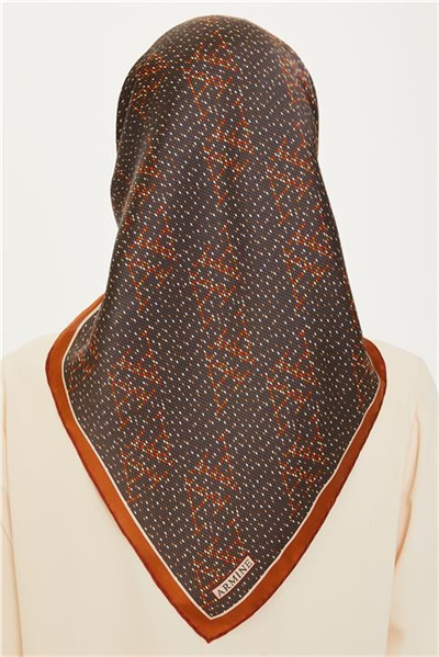 Armine Monogram Desenli Sura Saf İpek Eşarp 9228D 84