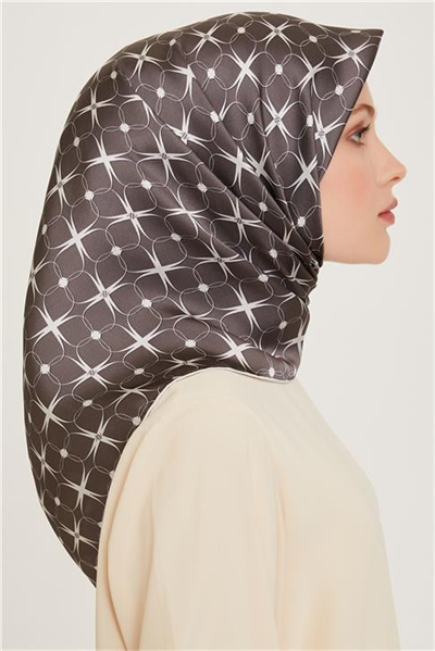 Armine Monogram Desenli Sura Saf İpek Eşarp 9207D 01 85