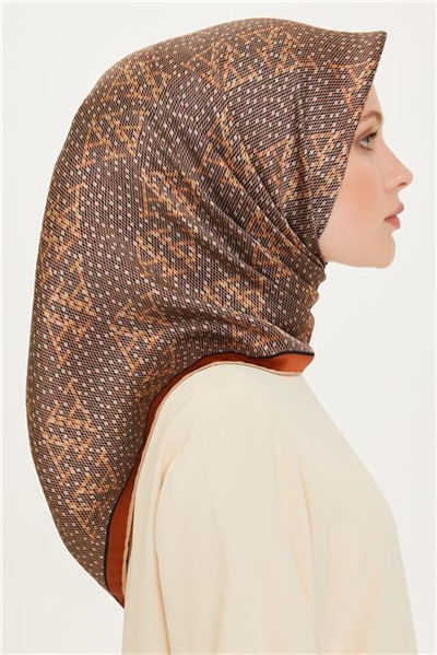 Armine Monogram Desenli Sura Saf İpek Eşarp 9228D 31