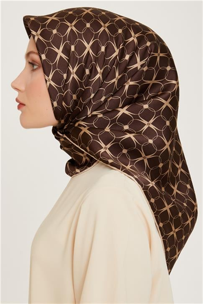 Armine Monogram Desenli Sura Saf İpek Eşarp 9207D 01 34