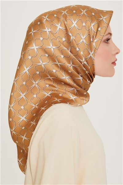 Armine Monogram Desenli Twill Saf İpek Eşarp 9207D 05