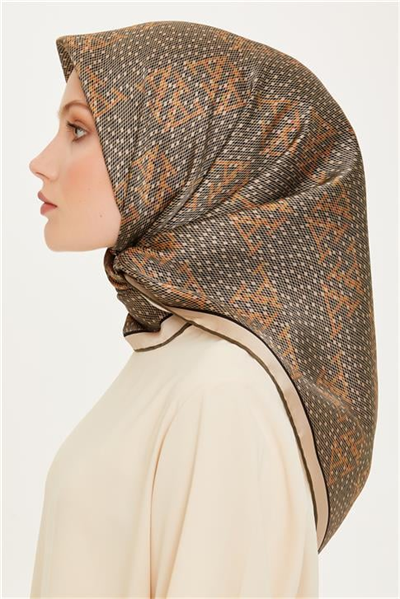 Armine Monogram Desenli Twill Saf İpek Eşarp 9228D 32