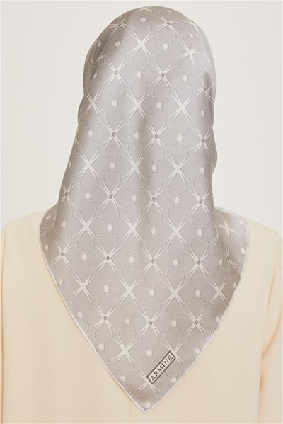 Armine Monogram Desenli Twill Saf İpek Eşarp 9207D 02