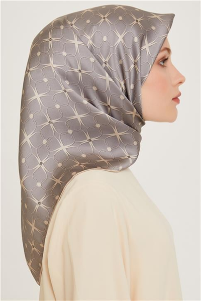 Armine Monogram Desenli Twill Saf İpek Eşarp 9207D 50