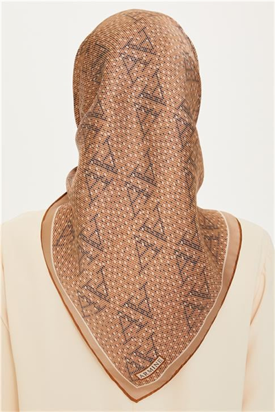 Armine Monogram Desenli Twill Saf İpek Eşarp 9228D 50