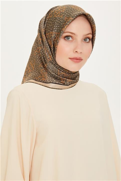 Armine Monogram Desenli Twill Saf İpek Eşarp 9228D 32