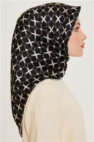 Armine Monogram Desenli Twill Saf İpek Eşarp 9207D 04